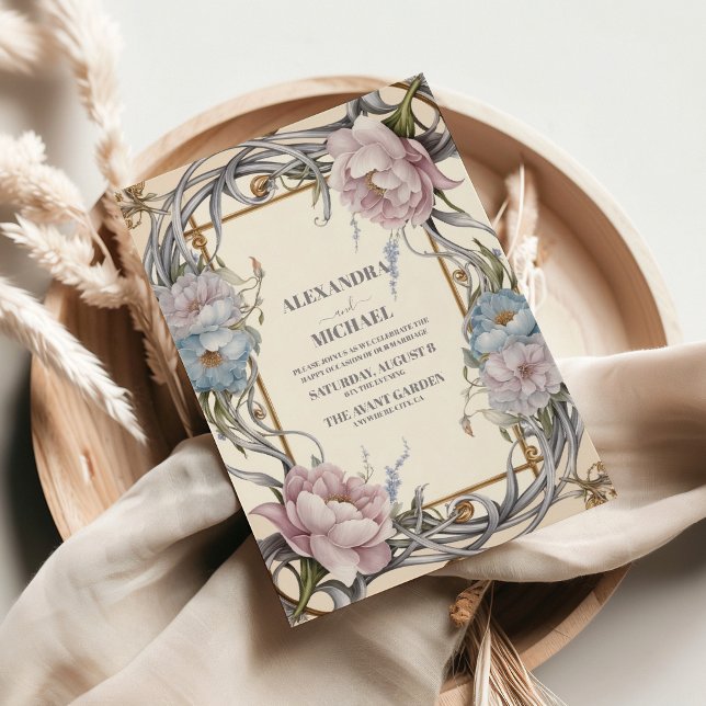 Vintage Jugendstil-Lila Hochzeit Einladung (Von Creator hochgeladen)