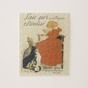 Vintage Jugendstil, Mädchen mit Milchkatzen