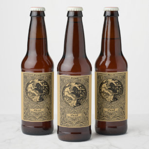 Vintage Jugendstil-Mermaid Bierflaschenetikett
