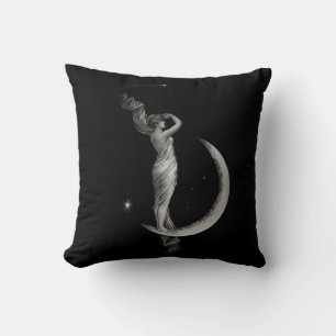 Vintage Jugendstil-Mond-Girl Kissen