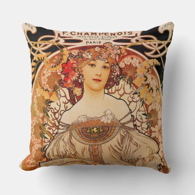 Vintage Jugendstil-Mucha Kissen (Vorderseite)