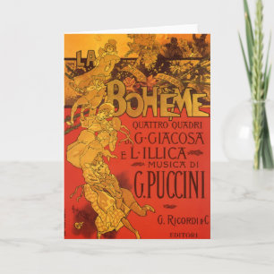 Vintage Jugendstil-Musik, La Boheme Opera, 1896 Karte