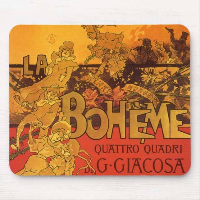 Vintage Jugendstil-Musik, La Boheme Opera, 1896 Mousepad (Vorne)