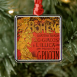 Vintage Jugendstil-Musik, La Boheme Opera, 1896 Ornament Aus Metall<br><div class="desc">Vintage Illustration Art Nouveau Poster Art Design von Adolfo Hohenstein mit La Boheme, der Oper von 1896. La Boheme ist eine italienische Musikoper in vier Akten, mit Musik und Libretto von Ruggero Leoncavallo und komponiert von Giacomo Puccini. Die Geschichte ist Set in Paris um 1830 und zeigt den Bohemischen Lebensstil...</div>