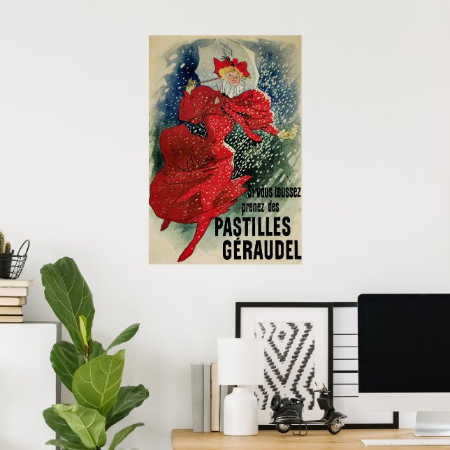 Vintage Jugendstil-Pastilles Geraudel Husten Tropf Poster (Heimbüro)
