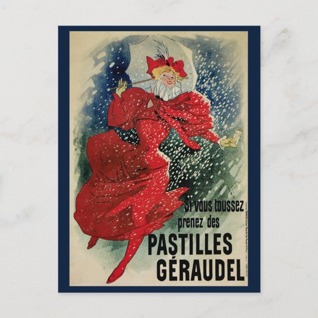 Vintage Jugendstil-Pastilles Geraudel Husten Tropf Postkarte (Vorderseite)