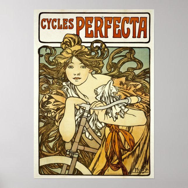 Vintage Jugendstil-Radtour von Alphonse Mucha Poster (Vorne)
