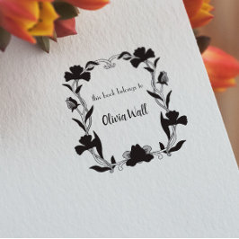 Vintage Jugendstil-Rahmen Buchzeichen Ex Libris bu Gummistempel