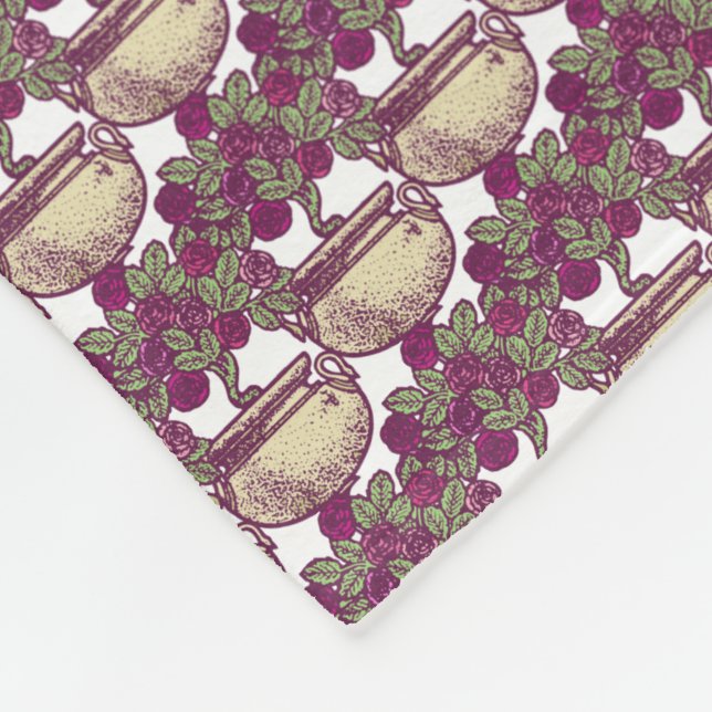 Vintage Jugendstil-Rose Fleecedecke (Ecke)