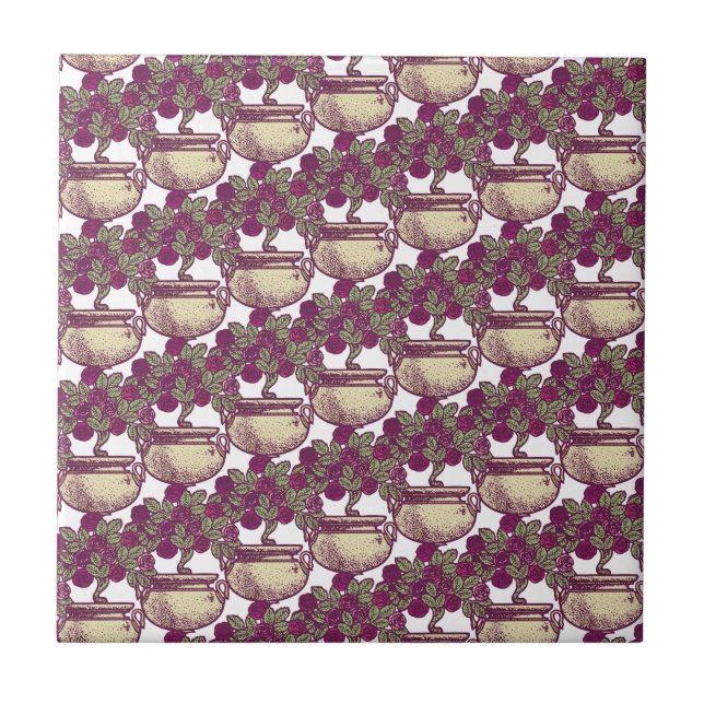 Vintage Jugendstil-Rose Fliese (Vorderseite)