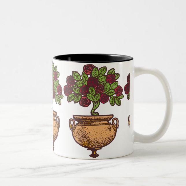 Vintage Jugendstil-Rose Zweifarbige Tasse (Rechts)