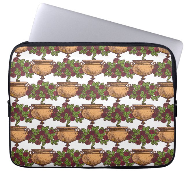 Vintage Jugendstil-Rosebustapete Laptopschutzhülle (Vorderseite)