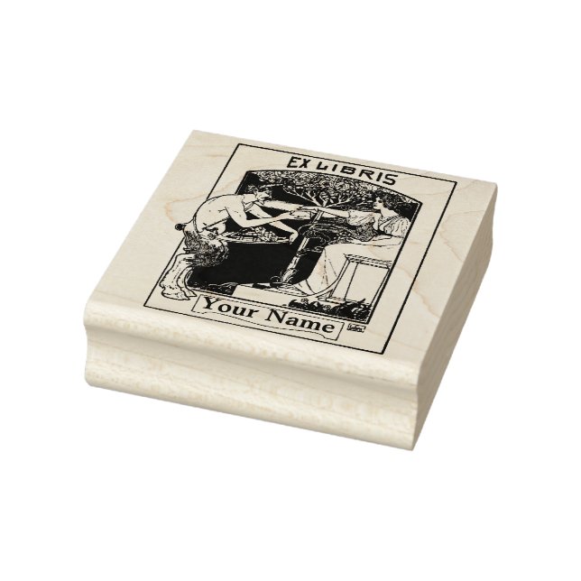 Vintage Jugendstil-Satyr Ex Libris-Vorlage Gummistempel (Stempel)