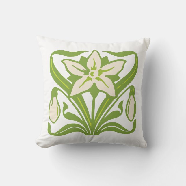 Vintage Jugendstil-Schneeschuhwanderung Kissen (Vorderseite)