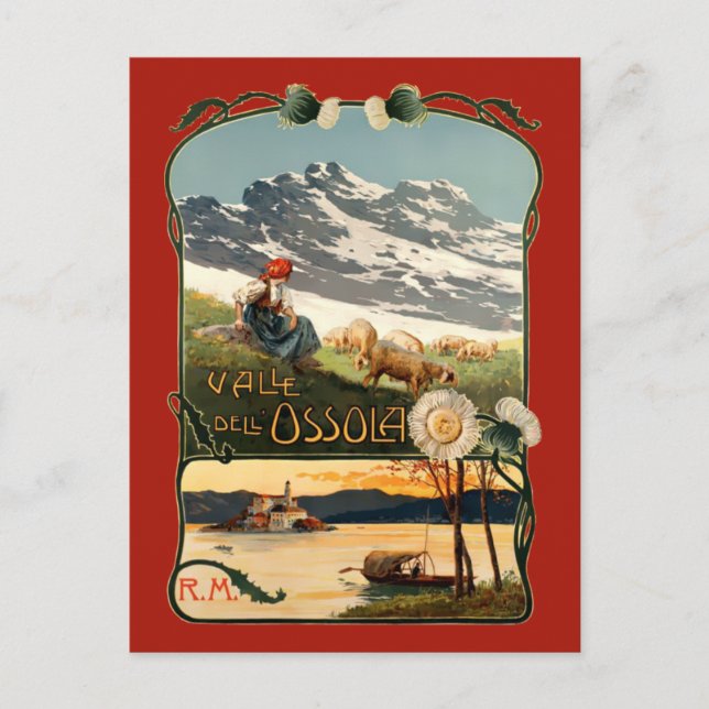 Vintage Jugendstil-Schweiz Tourismus Postkarte (Vorderseite)