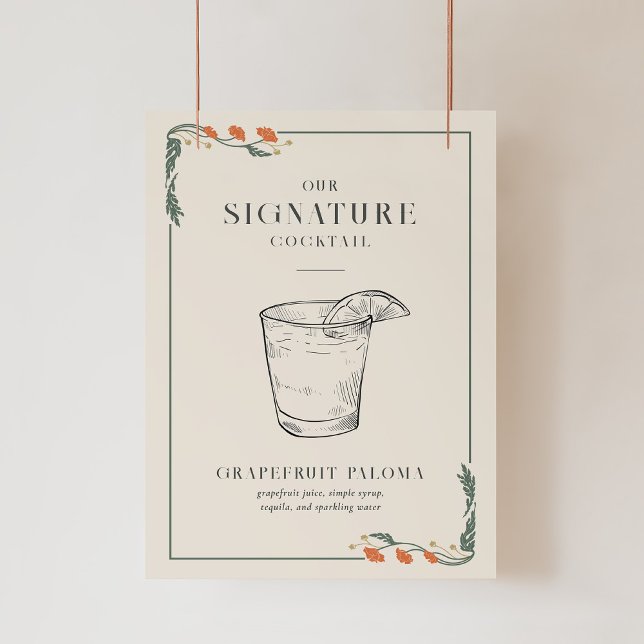 Vintage Jugendstil-Signatur Cocktail-Zeichen Poster (Vintage Art Nouveau Signature Cocktail Sign)