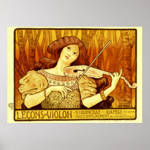 Vintage Jugendstil-Violine von Paul Berthon Poster