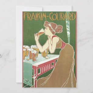 Vintage Jugendstilbrasserie Fraikin Courard Beer Einladung