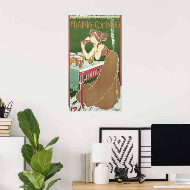 Vintage Jugendstilbrasserie Fraikin Courard Beer Poster (Heimbüro)