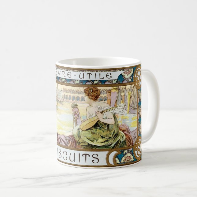 Vintage Jugendstilküche und Alphonse Mucha Kaffeetasse (VorderseiteRechts)