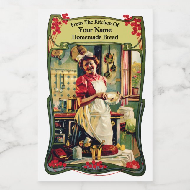 Vintage Jugendstilküche Vorlage Lebensmitteletikett (Einzelnes Label)