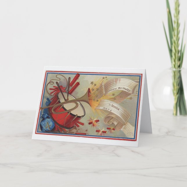 Vintage Juillet 4 anniversaire carte de voeux (Devant)
