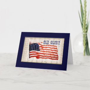 Vintage July 4th "Old Glory" Faded Flag Card Karte