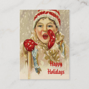 Vintage Junge im Schnee Visitenkarte