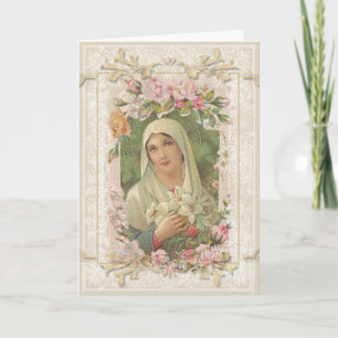 Vintage Jungfrau Mary Floral Religious Katholic Ca Karte