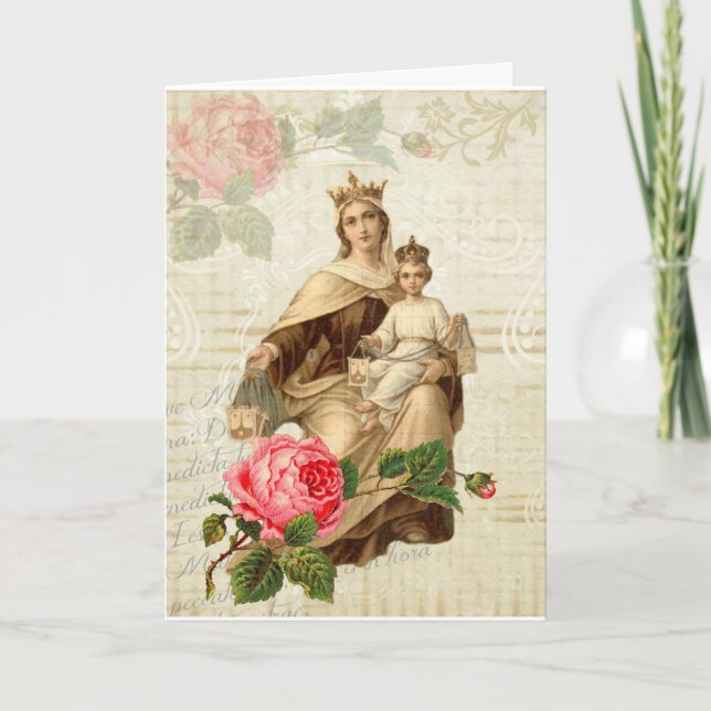 Vintage Jungfrau Mary Mount Carmel Karte (Vorderseite)