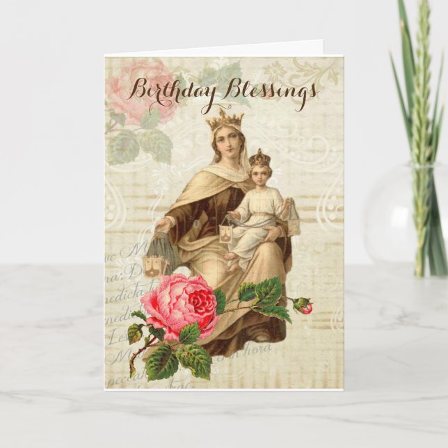 Vintage Jungfrau Mary Mount Carmel Karte (Vorderseite)