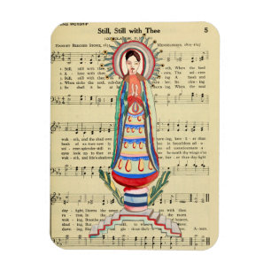 Vintage Jungfrau Mary Our Lady of Light Folksart Magnet