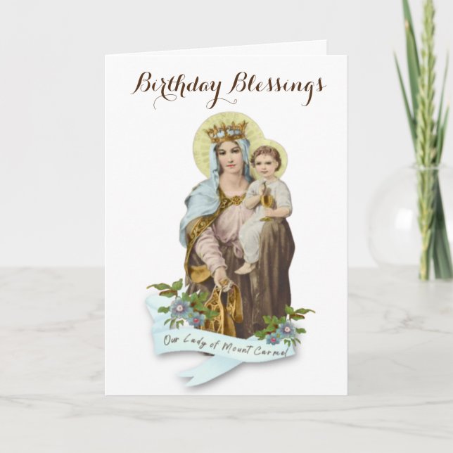 Vintage Jungfrau Mutter Mary Mount Carmel Religiös Karte (Vorderseite)