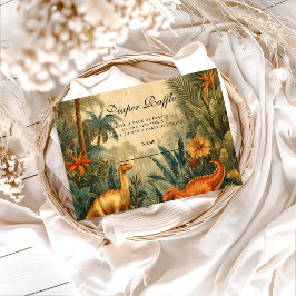 Vintage Jungle Dinosaur Baby Shower Diapper Raffle Begleitkarte