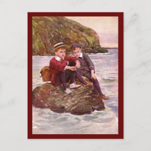 Vintage Jungs auf Rock-Postkarte Postkarte