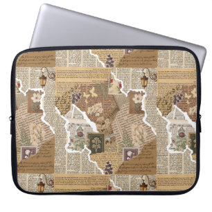Vintage Junk Journal Ephemera Laptop-Hülle Laptopschutzhülle