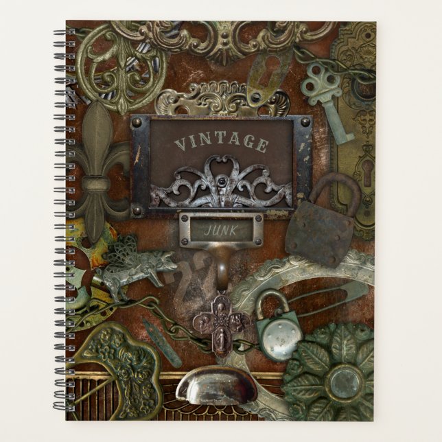 Vintage Junk Metal Steampunk Planner (Devant)