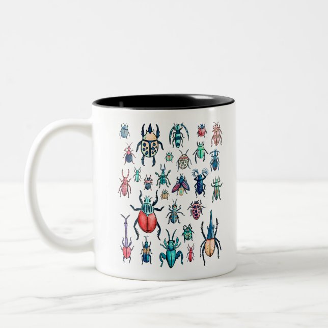 Vintage Käfer-Abbildung Zweifarbige Tasse (Links)
