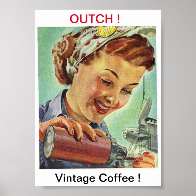 Vintage-Kaffee-Bildposter Poster (Vorne)