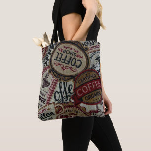 Vintage-Kaffee-Etiketten-Tragetasche Tasche