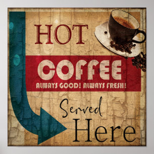 Vintage-Kaffee-Leuchtreklame Poster