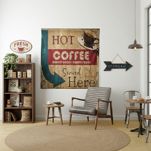 Vintage-Kaffee-Leuchtreklame Wandteppich