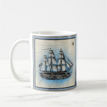 Vintage Kaffee-Tasse für Nautic Ship