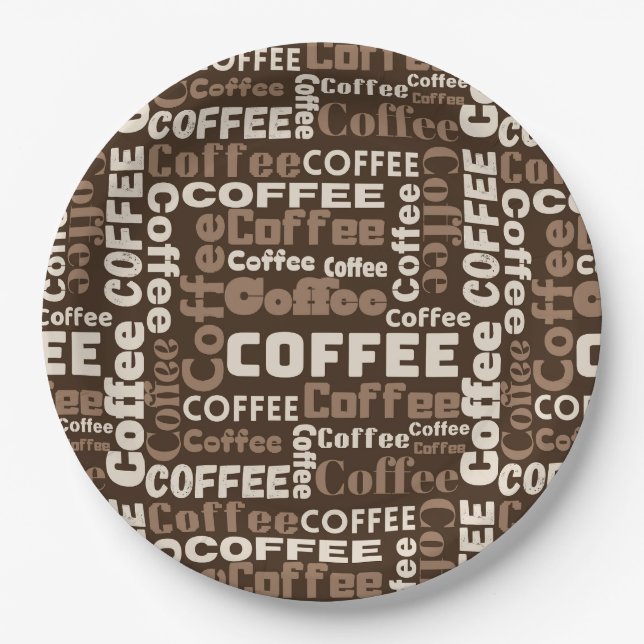 Vintage-Kaffee-Typografie-Muster (1) Pappteller (Vorderseite)