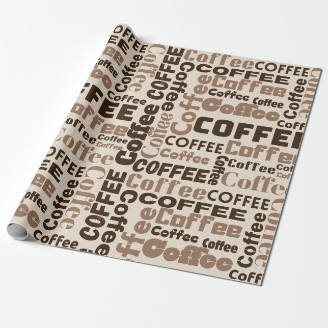 Vintage-Kaffee-Typografie-Muster (2) Geschenkpapier (Ungerollt)