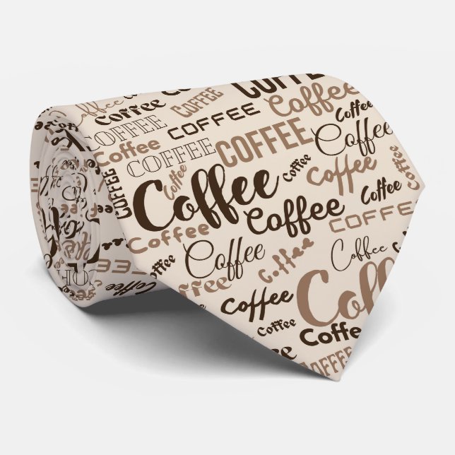 Vintage-Kaffee-Typografie-Muster (4) Krawatte (Gerollt)