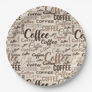 Vintage-Kaffee-Typografie-Muster (4) Pappteller
