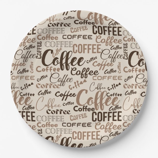 Vintage-Kaffee-Typografie-Muster (4) Pappteller (Vorderseite)