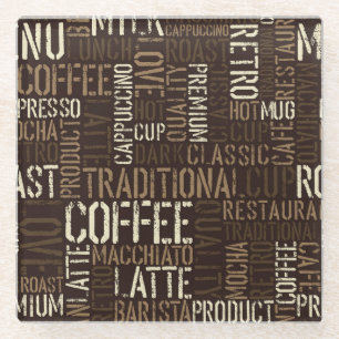 Vintage Kaffeeerlebnis Nahtloses Muster Glasuntersetzer