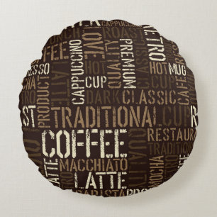 Vintage Kaffeeerlebnis Nahtloses Muster Rundes Kissen